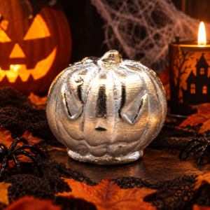 Small Hand Poured Silver 3-D Jack-O-Lantern