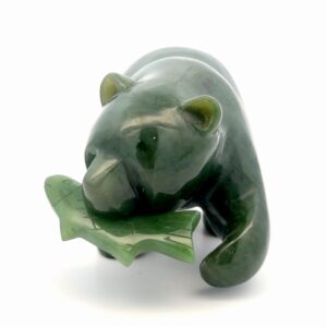 3" Bear With Fish Jade Carving HNW-169-300