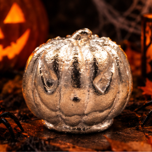 Large Hand Poured Silver 3-D Pumpkin